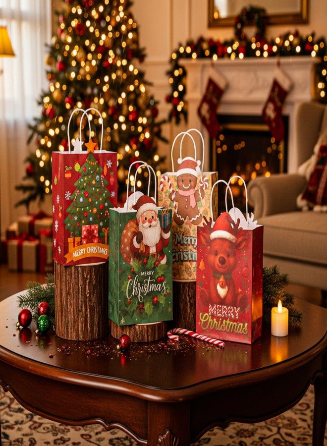 SilTriangle 48 Packs Irregular Shaped Christmas Kraft Gift Bags with Handles Bulk, 8.26"x6"x3.15" Christmas Goodie Paper Bags Xmas Treat Bag, Holiday Party Favors Bag for Presents Shopping Parties - Image 2